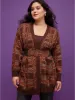 Tartan Contrast Pointelle Knit Pocket Open Front Cardigan sold by Bloomchic