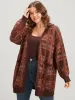 Tartan Contrast Pointelle Knit Pocket Open Front Cardigan sold by Bloomchic
