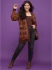 Tartan Contrast Pointelle Knit Pocket Open Front Cardigan sold by Bloomchic