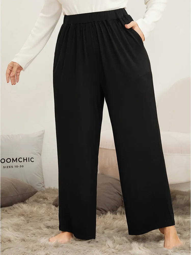 Solid Pocket Elastic Waist Pants sold by Bloomchic