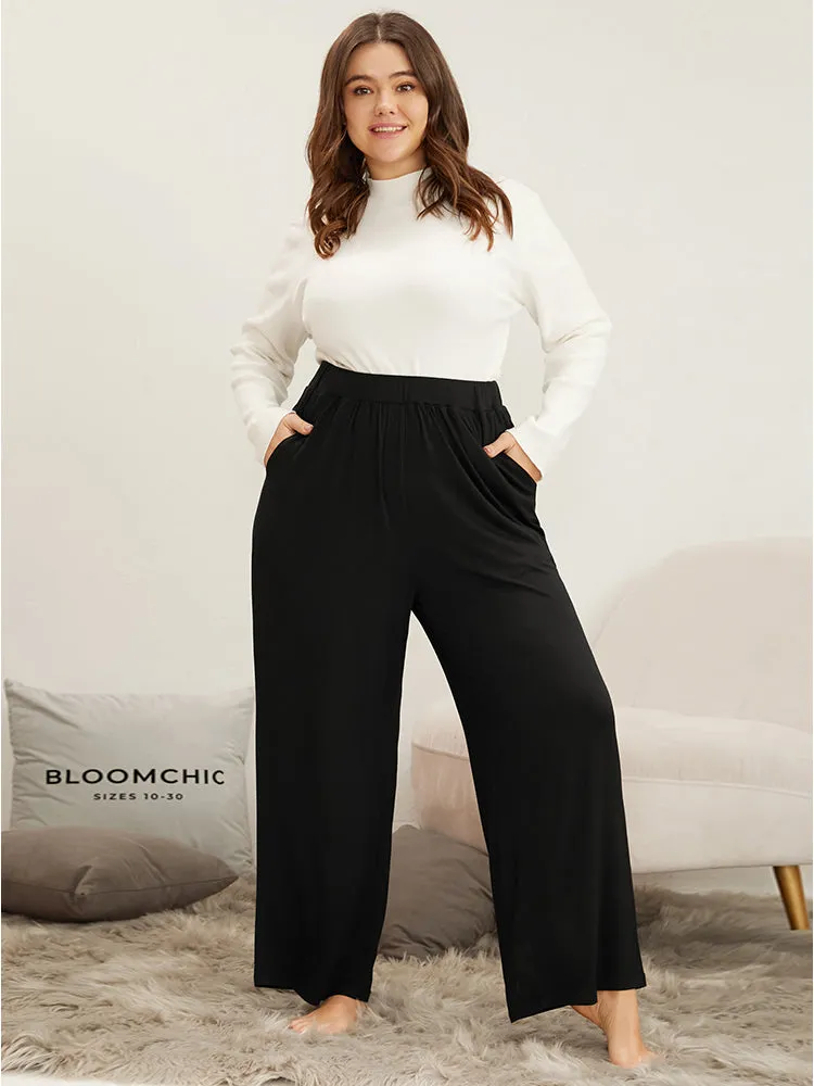Solid Pocket Elastic Waist Pants sold by Bloomchic product image thumbnail 2