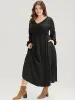 Solid Pocket Textured Lantern Sleeve Contrast Lace Midi Dress sold by Bloomchic