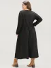 Solid Pocket Textured Lantern Sleeve Contrast Lace Midi Dress sold by Bloomchic
