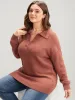 Solid Super Soft Knit Lapel Collar Fluffy Knit Top sold by Bloomchic