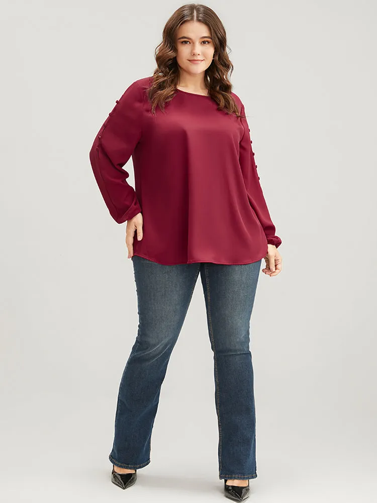 Solid Round Neck Button Detail Blouse sold by Bloomchic product image thumbnail 5