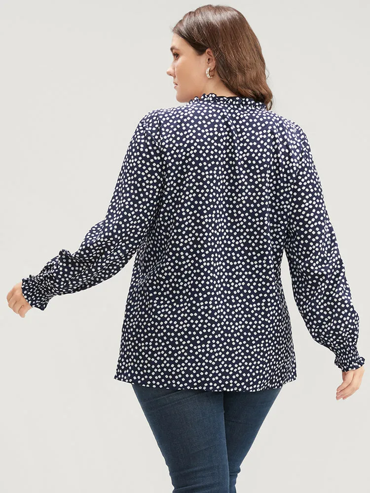 Ditsy Floral V Neck Shirred Lantern Sleeve Blouse sold by Bloomchic product image thumbnail 5