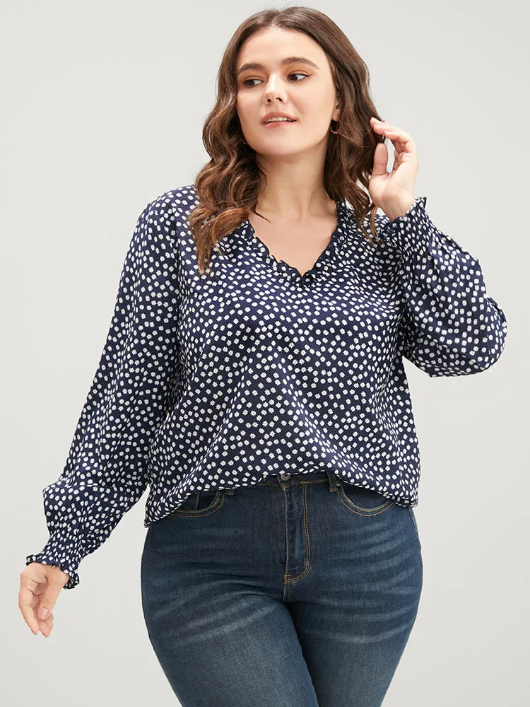 Ditsy Floral V Neck Shirred Lantern Sleeve Blouse sold by Bloomchic product image thumbnail 2