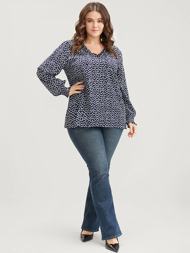 Ditsy Floral V Neck Shirred Lantern Sleeve Blouse sold by Bloomchic product image thumbnail 4