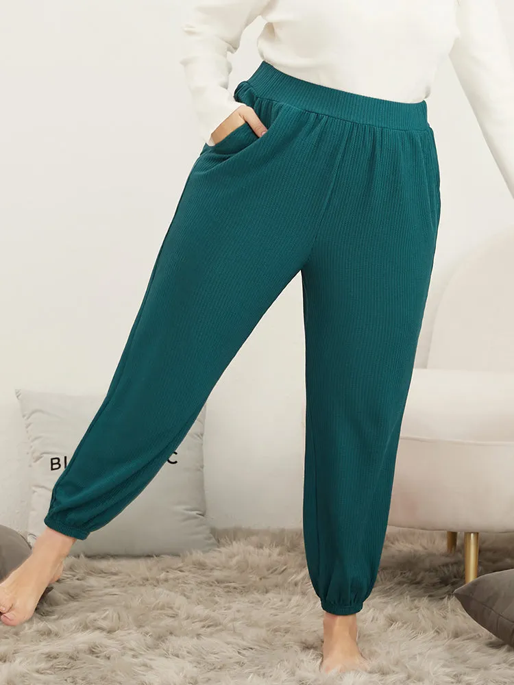Solid Elastic Waist Pocket Rib Knit Pants sold by Bloomchic product image thumbnail 4