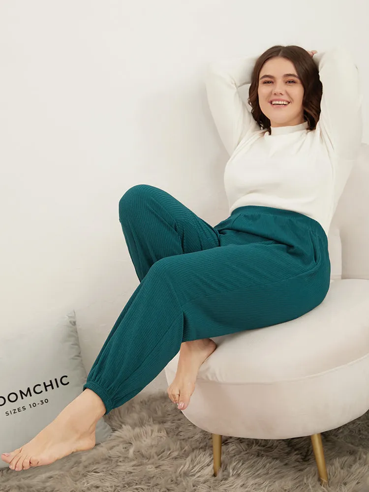 Solid Elastic Waist Pocket Rib Knit Pants sold by Bloomchic product image thumbnail 2