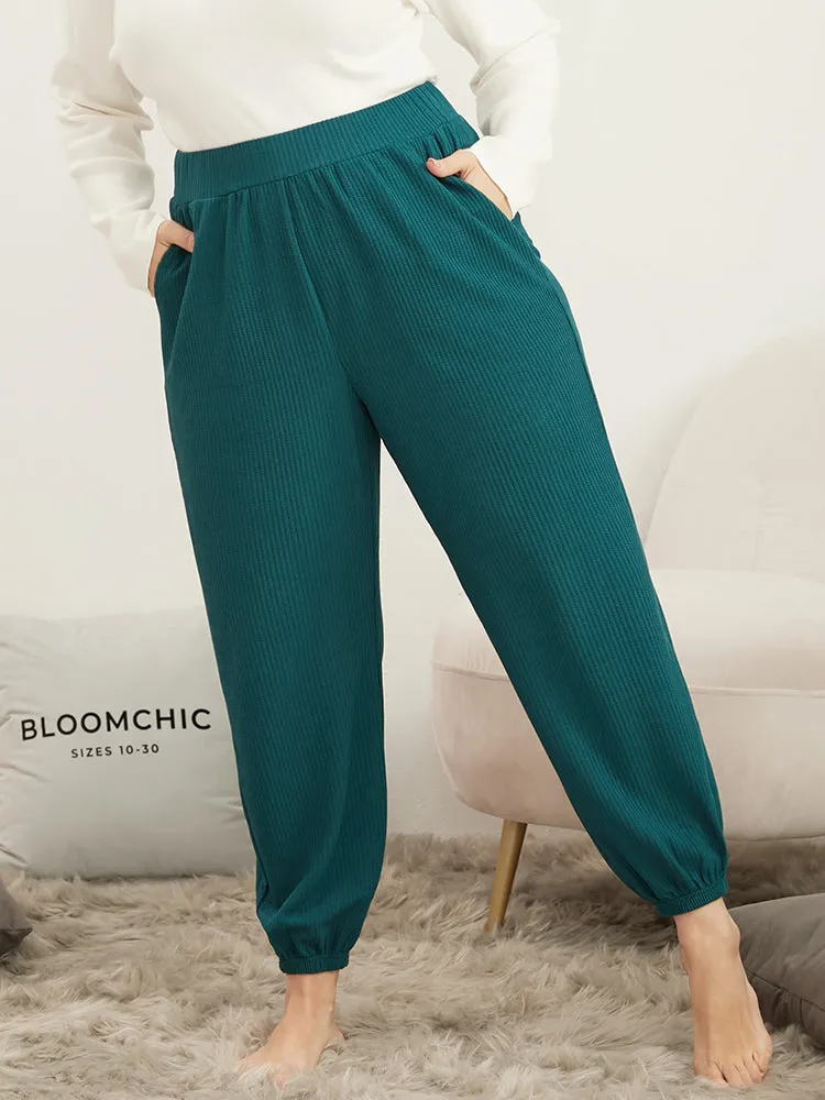 Solid Elastic Waist Pocket Rib Knit Pants sold by Bloomchic product image thumbnail 3