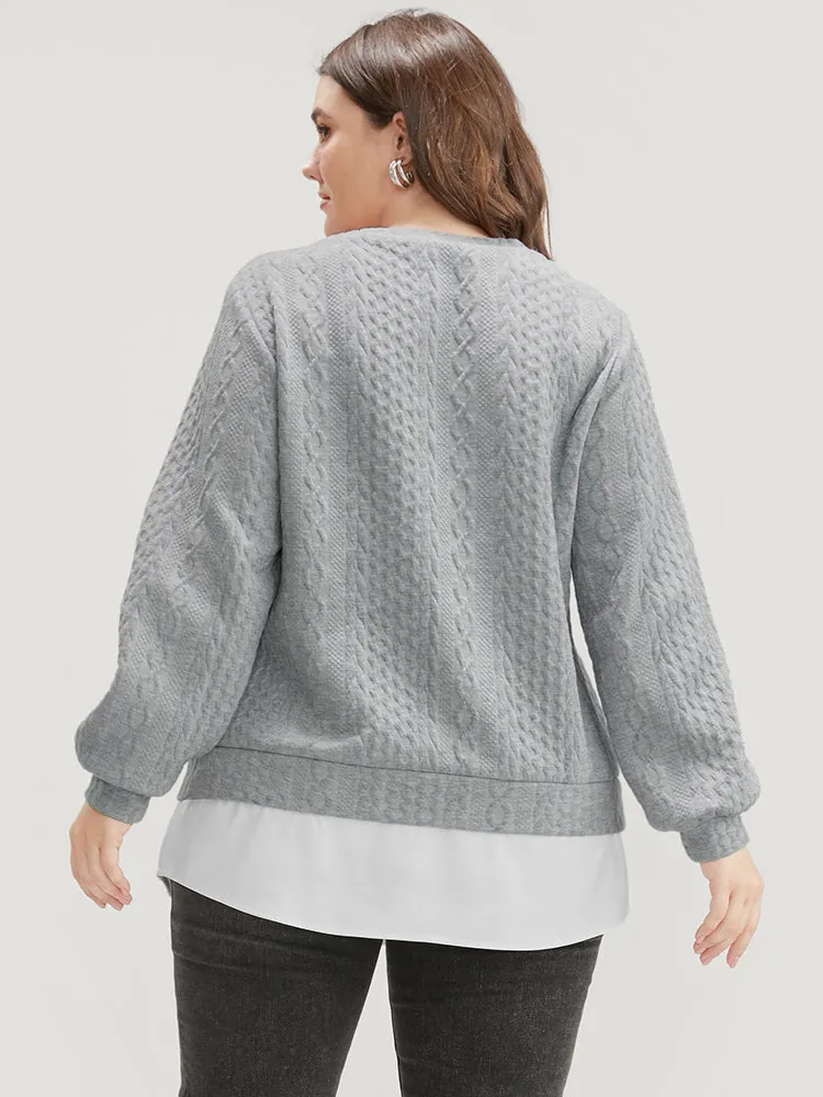 Solid Textured Round Neck 2-In-1 Sweatshirt sold by Bloomchic product image thumbnail 5