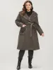 Solid Double Breasted Pocket Lapel Collar Fuzzy Trim Belted Coat sold by Bloomchic