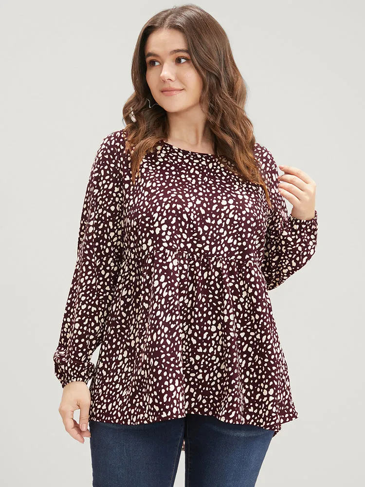 Leopard Print High Low Hem Round Neck Blouse sold by Bloomchic product image thumbnail 2