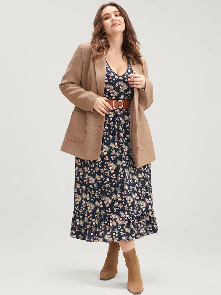 Ditsy Floral Pocket Lantern Sleeve Shirred Flutter Dress sold by Bloomchic product image thumbnail 4