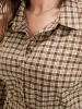 Gingham Pocket Button Up Shirt Collar Dress Without Belt sold by Bloomchic