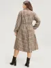 Gingham Pocket Button Up Shirt Collar Dress Without Belt sold by Bloomchic
