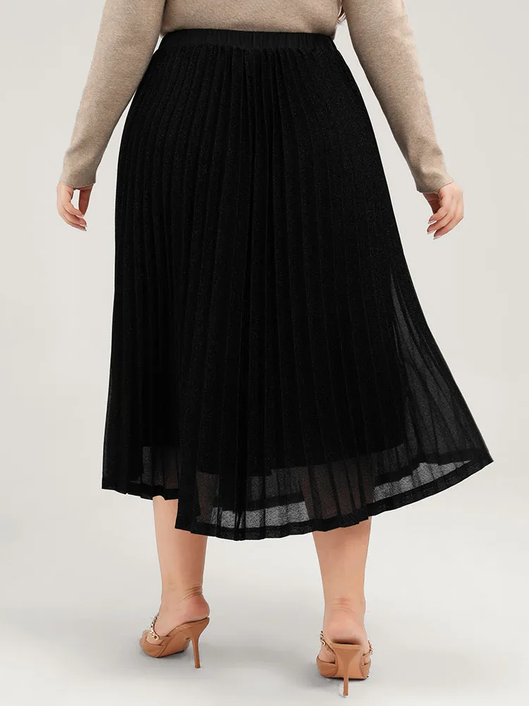 Solid Pleated Mesh Elastic Waist Skirt sold by Bloomchic product image thumbnail 5