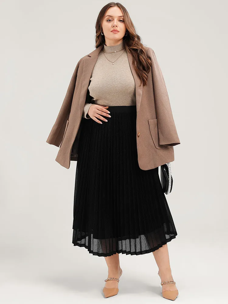 Solid Pleated Mesh Elastic Waist Skirt sold by Bloomchic product image thumbnail 4