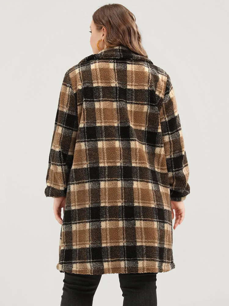 Plaid Flap Pocket Button Up Teddy Coat sold by Bloomchic product image thumbnail 5