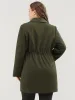 Solid Button Up Pocket Drawstring Shirt Collar Coat sold by Bloomchic