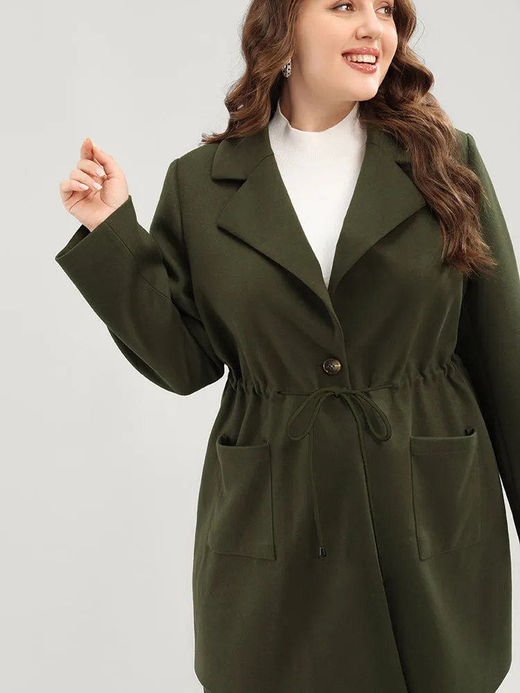 Solid Button Up Pocket Drawstring Shirt Collar Coat sold by Bloomchic product image thumbnail 5