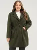 Solid Button Up Pocket Drawstring Shirt Collar Coat sold by Bloomchic