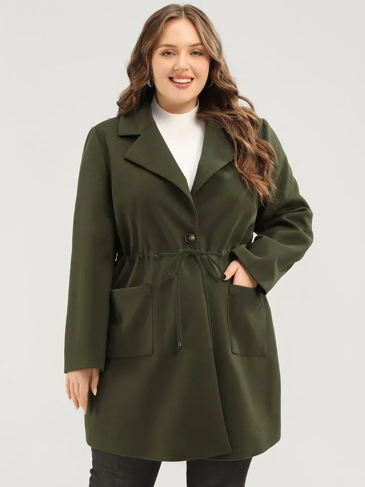 Solid Button Up Pocket Drawstring Shirt Collar Coat sold by Bloomchic product image thumbnail 2
