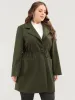 Solid Button Up Pocket Drawstring Shirt Collar Coat sold by Bloomchic