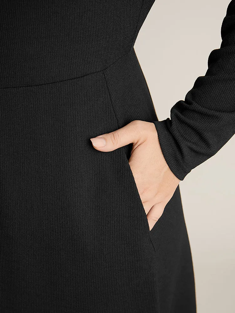 Solid Square Neck Pocket Rib Knit Midi Dress sold by Bloomchic product image thumbnail 5