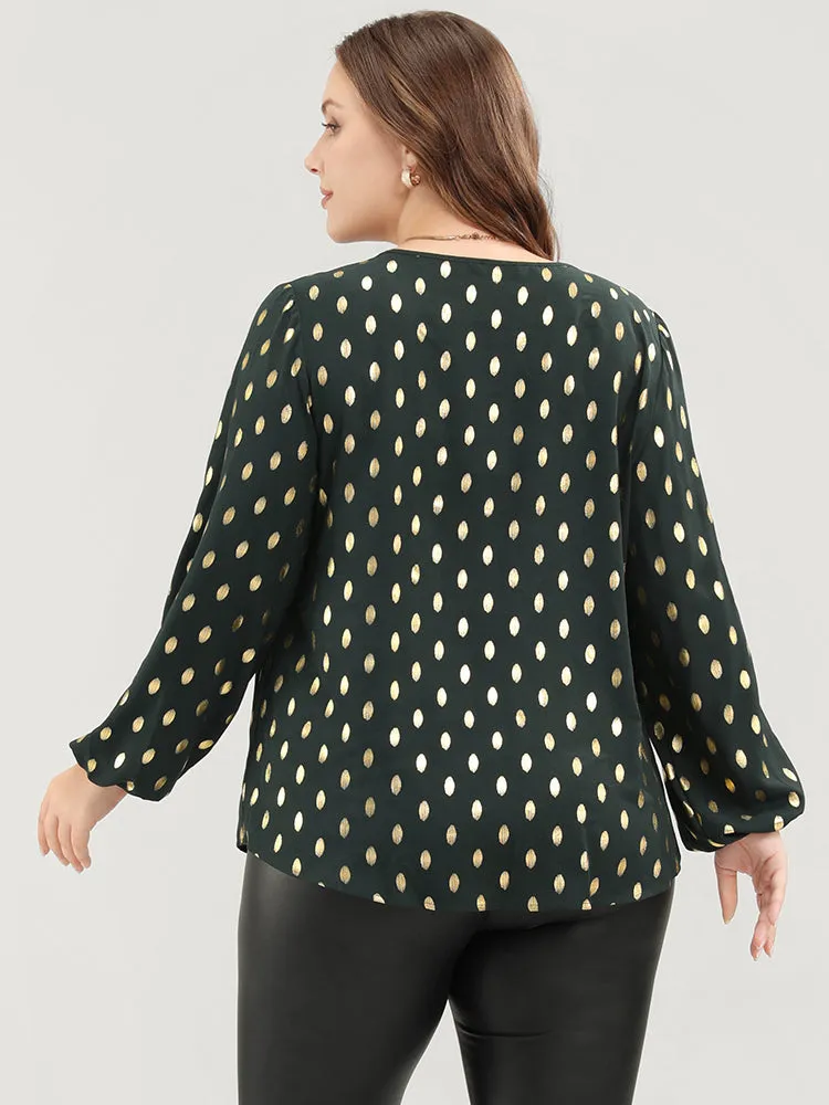 Polka Dot Round Neck Lantern Sleeve Blouse sold by Bloomchic product image thumbnail 3