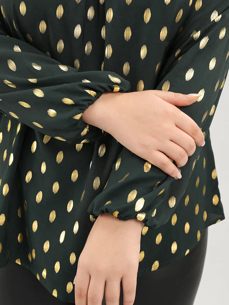 Polka Dot Round Neck Lantern Sleeve Blouse sold by Bloomchic product image thumbnail 2