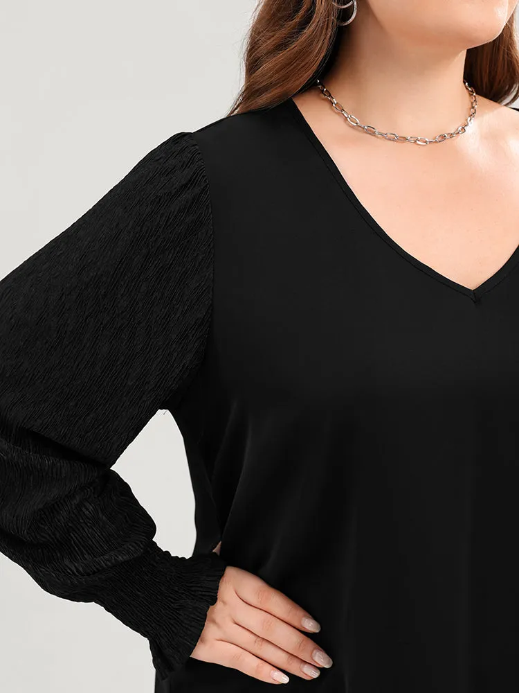 Solid V Neck Puff Sleeve Blouse sold by Bloomchic product image thumbnail 5