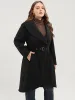 Solid Lapel Collar Pocket Belted Open Front Coat sold by Bloomchic