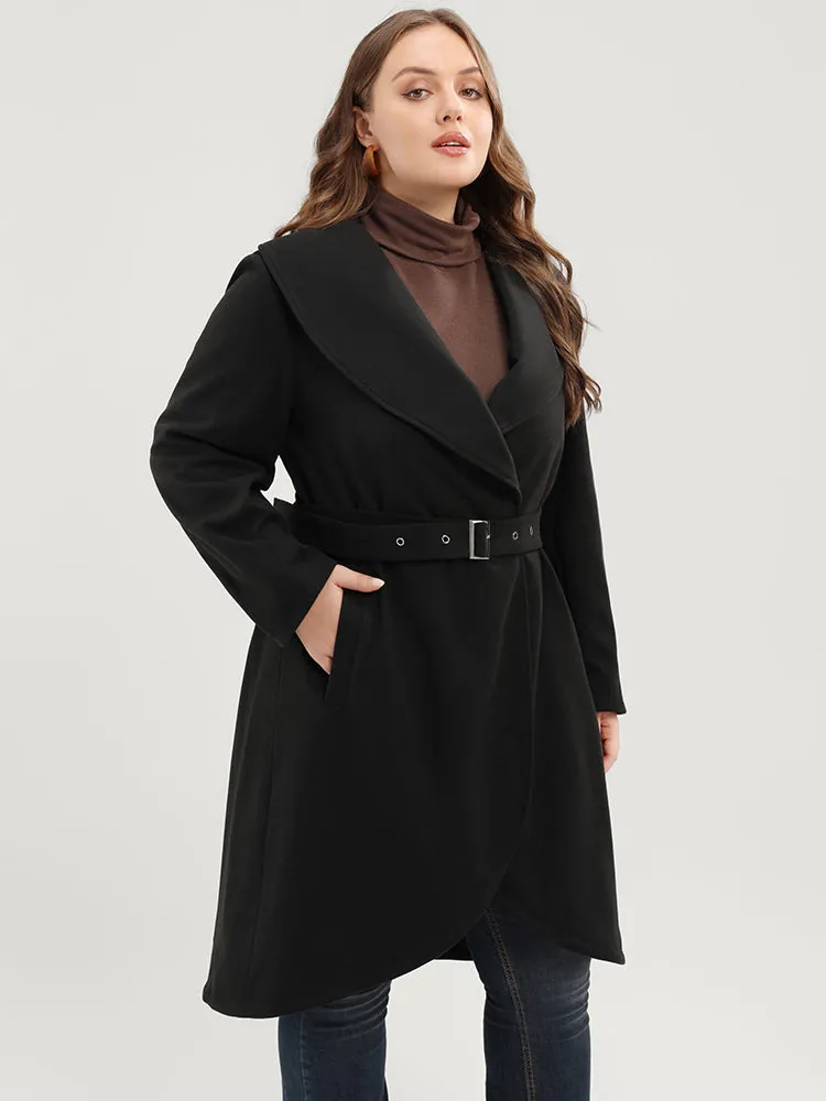 Solid Lapel Collar Pocket Belted Open Front Coat sold by Bloomchic product image thumbnail 4