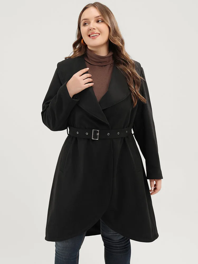 Solid Lapel Collar Pocket Belted Open Front Coat sold by Bloomchic product image thumbnail 2
