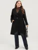 Solid Lapel Collar Pocket Belted Open Front Coat sold by Bloomchic