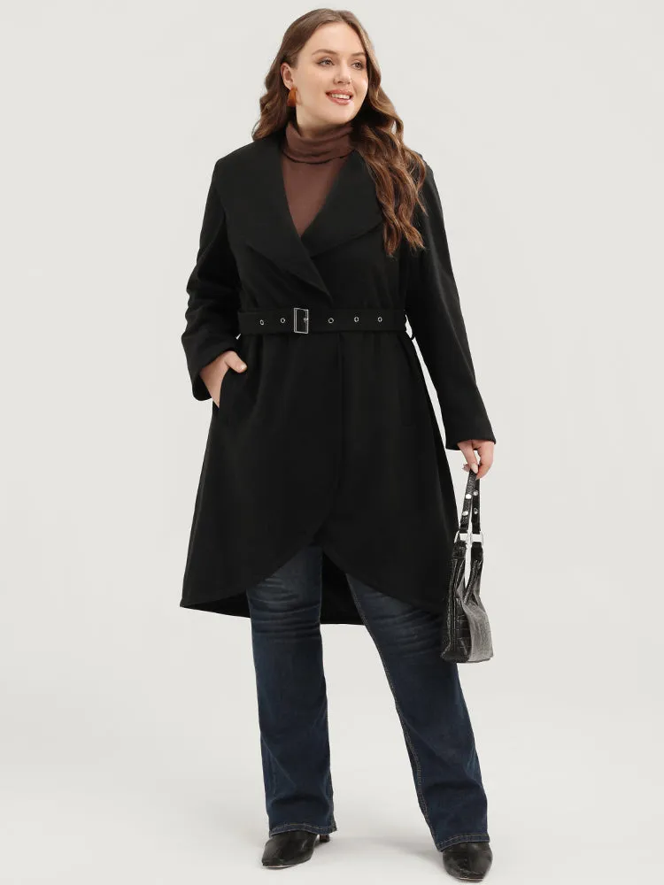 Solid Lapel Collar Pocket Belted Open Front Coat sold by Bloomchic product image thumbnail 3