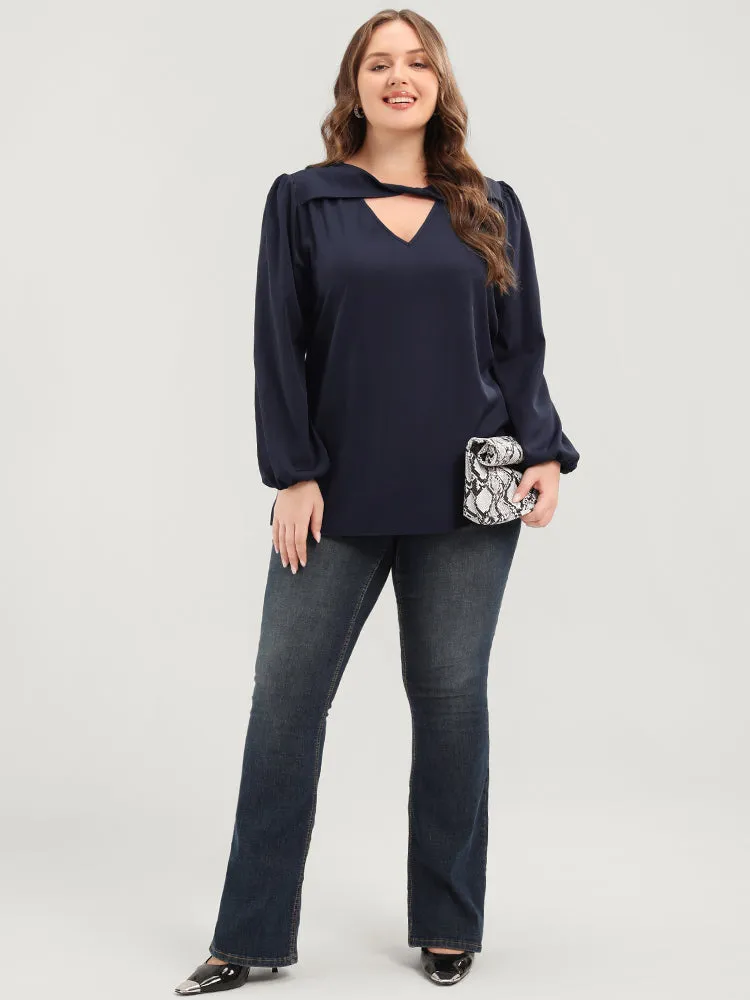 Solid Lantern Sleeve Cut Out Blouse sold by Bloomchic product image thumbnail 5