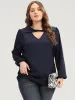 Solid Lantern Sleeve Cut Out Blouse sold by Bloomchic