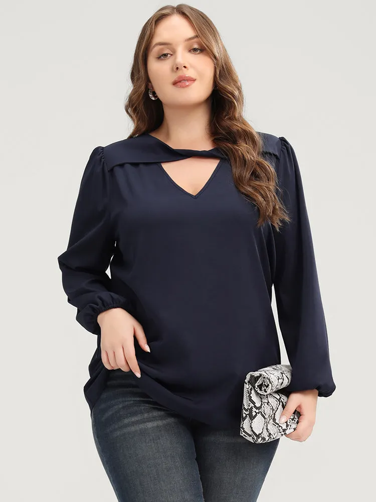 Solid Lantern Sleeve Cut Out Blouse sold by Bloomchic product image thumbnail 2