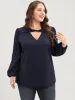 Solid Lantern Sleeve Cut Out Blouse sold by Bloomchic
