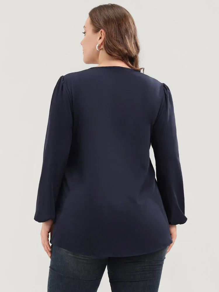 Solid Lantern Sleeve Cut Out Blouse sold by Bloomchic product image thumbnail 4