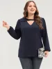 Solid Lantern Sleeve Cut Out Blouse sold by Bloomchic