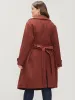 Solid Lapel Collar Double Breasted Belted Split Back Coat sold by Bloomchic