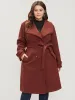Solid Lapel Collar Double Breasted Belted Split Back Coat sold by Bloomchic