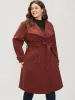 Solid Lapel Collar Double Breasted Belted Split Back Coat sold by Bloomchic