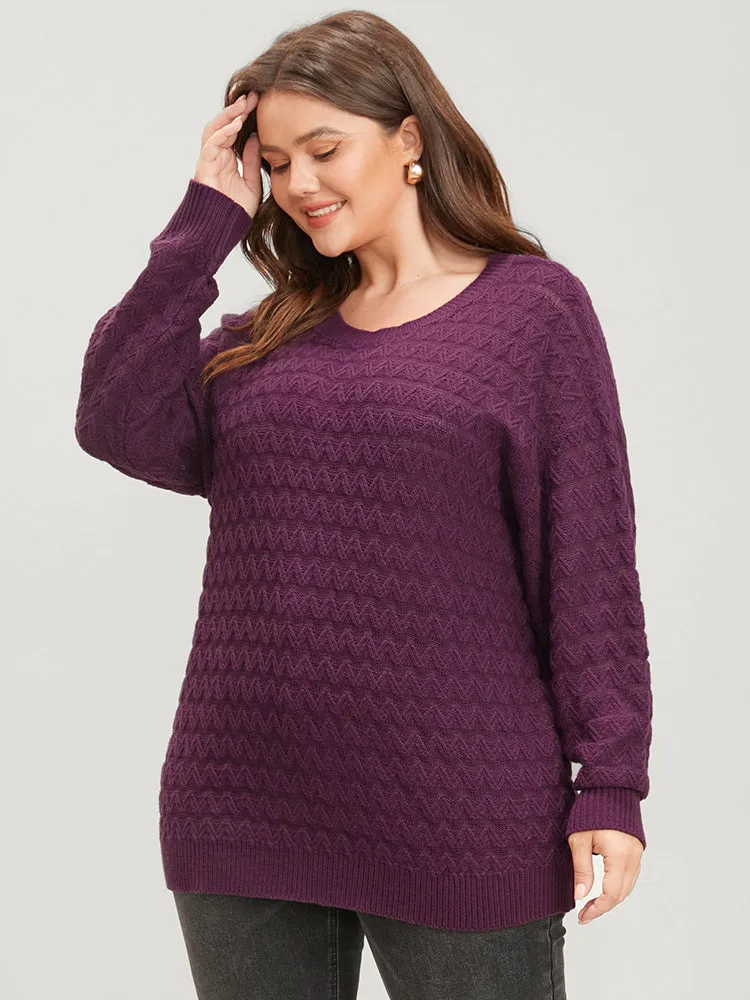 Solid Geometric Pointelle Knit Round Neck Knit Top sold by Bloomchic product image thumbnail 4