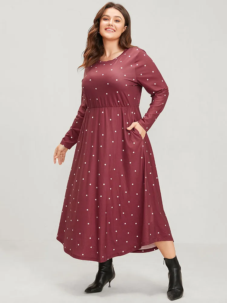 Polka Dot Pocket Round Neck Midi Dress sold by Bloomchic product image thumbnail 5
