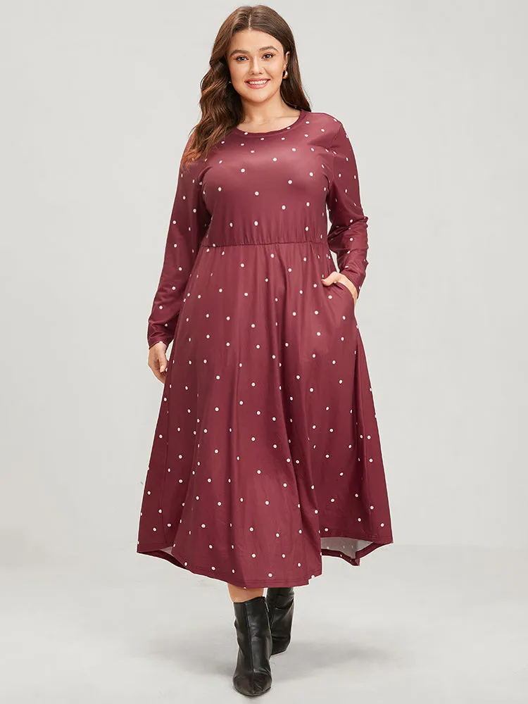 Polka Dot Pocket Round Neck Midi Dress sold by Bloomchic product image thumbnail 3